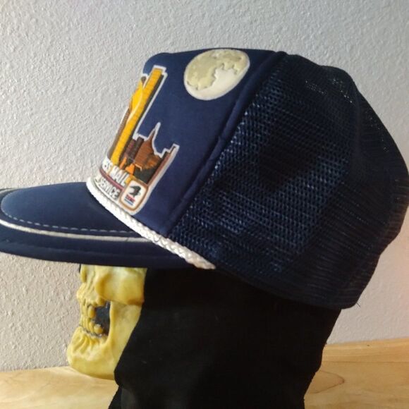 Deadstock Vintage U.S. Express Mail Next Day Service Rope Snap Back Trucker Hat - Picture 3 of 7